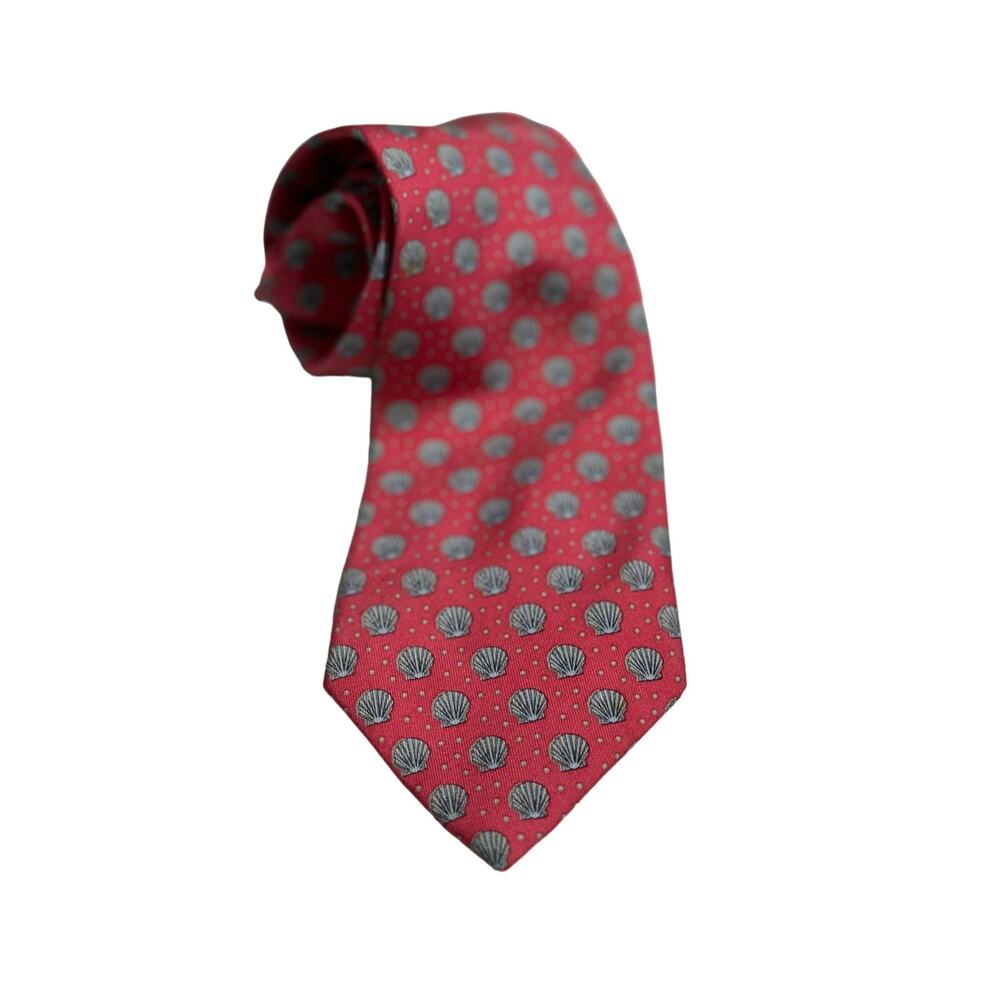 Vineyard Vines Pink Blue Shell Beach Silk Tie
